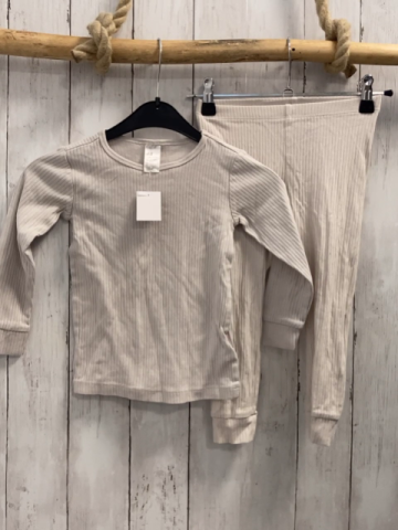 2tlg H&M Schlafanzug  Gr. 98  beige Rippen 