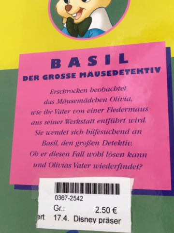 Disney präsentiert  Buch Basil der große Mäusedetektiv 
