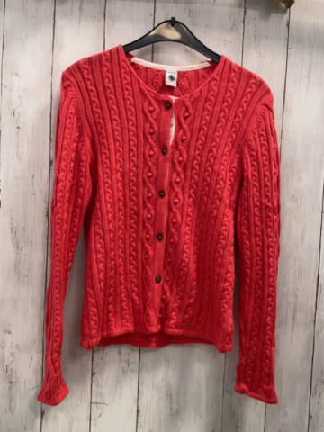 Petit Bateau  Strickjacke  Gr. 152  hellrot Zöpfe 