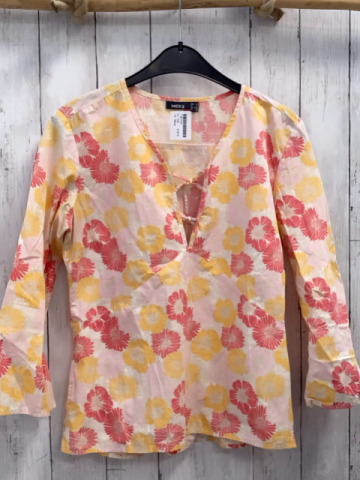 Mexx  Bluse  Gr. 152  weiß rosa gelb rote Blumen 