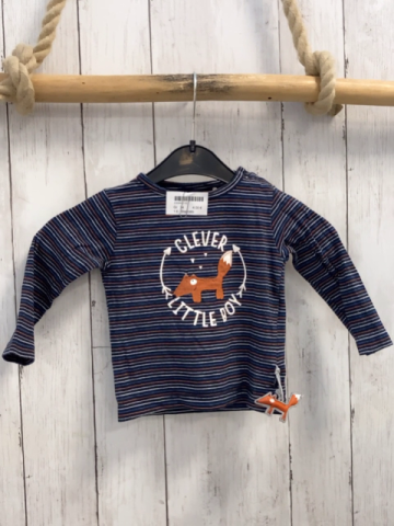 Staccato  Langarmshirt  Gr. 74  blau rost grau weiße Streifen weiße Schrift 
