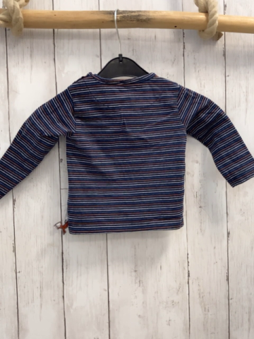 Staccato  Langarmshirt  Gr. 74  blau rost grau weiße Streifen weiße Schrift 