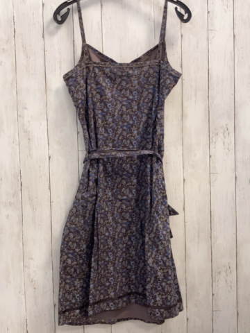 Esprit  Kleid  Gr. 38  grau blau hellblaue Blumen dunkelbraune Blätter 