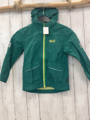 Jack Wolfksin Regenjacke  Gr. 104  grün gelber Rieißverschluss + gelbes Futter 