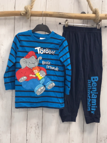 2tlg  Schlafanzug  Gr. 98  hellblau blaue Streifen + blau Benj Blümchen