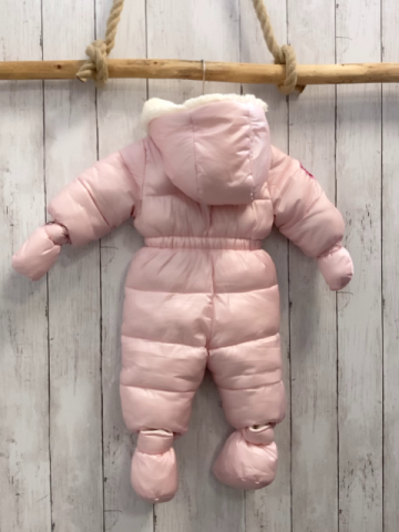 Monnalisa 3ltg Schneeoverall + Handschuhe + schuhe Gr. 68  rosa gestickte Blumen