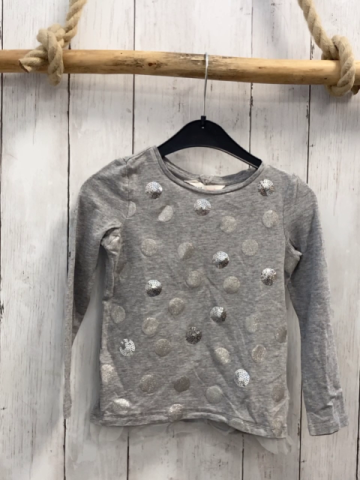 H&M Langarmshirt Gr. 98  grau pailettenpunkte