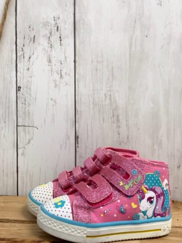 Cupcake  Boots  Gr. 21  pink Pony Glitzer Blumen Leuchtsohle 