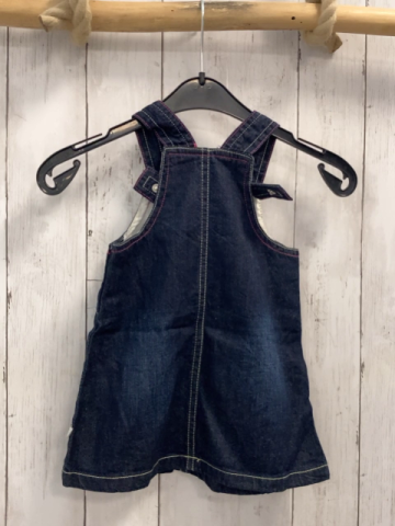   Kleid  Gr. 80  blau Jeans pink gelbe Nähte + Herzen 