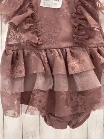 2tlg Playsuit + Haarband Gr. 74  altrosa Spritz Rüsschen