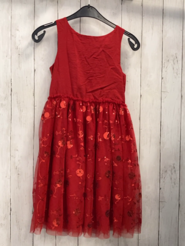 H&M  Kleid  Gr. 140  rot Tüllüberrock mit roten Pailetten