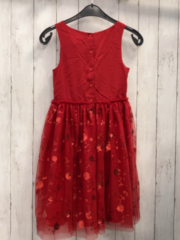H&M  Kleid  Gr. 140  rot Tüllüberrock mit roten Pailetten
