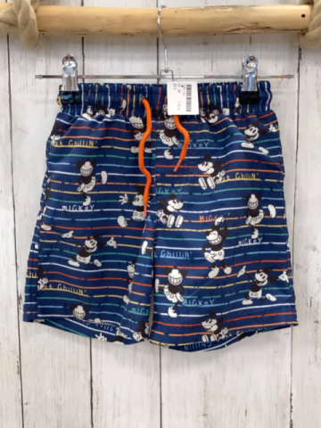  Badeshorts Gr. 98  blau bunte Streifen Mickey Mouse orange Kordel