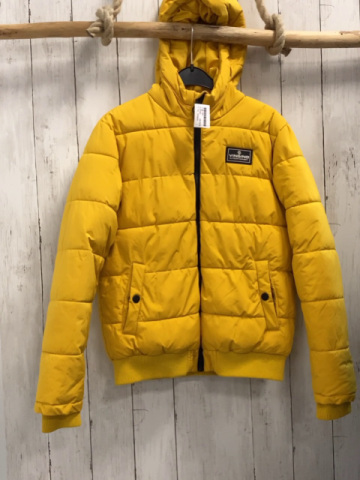 Vingino  Wnterjacke  Gr. 152  gelb warm gefüttert Strickbund Kapuze 