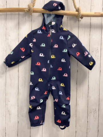   Softshelloverall Gr. 86  blau bunte Elefanten Kapuze 
