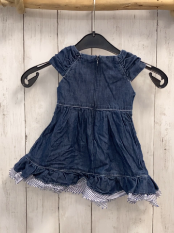 Laura Biagotti  Kleid  Gr. 68  blau jeans + blau weiß gestreifte Rüschen + Netzrüschen 