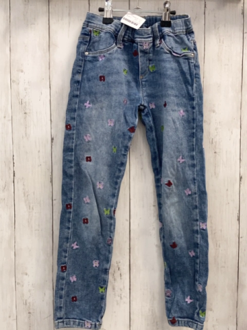 S´Oliver  Hose  Gr. 122  blau Jeans gestickte bunte Schmetterlinge Bund verstellbar 