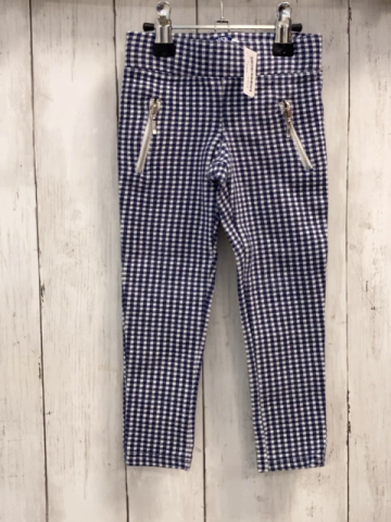 Okaidi  Jeggings  Gr. 92  blau weiß kariert silber Reißverschlüsse 