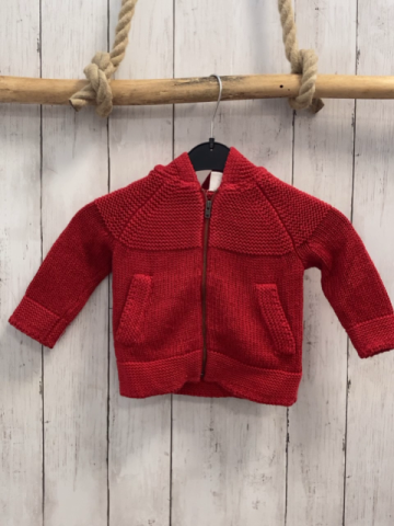 GAP  Strickjacke  Gr. 86  rot Kapuze Glitzer 