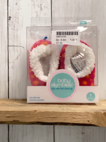  Babyschühchen Gr. 0-3m  rot orange Punkte weißes Plüschfutter