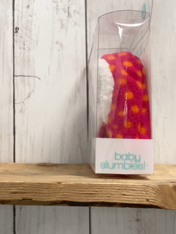  Babyschühchen Gr. 0-3m  rot orange Punkte weißes Plüschfutter