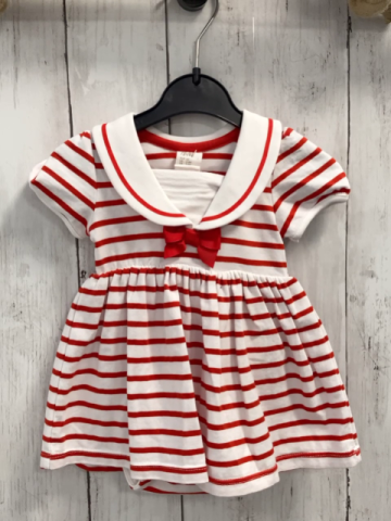 H&M  Kleid  Gr. 62  rot  weiße Streifen Matrosenkragen Schlefe 