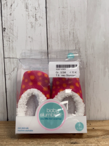 neu Slumbies  Babyschühchen  Gr. 0/3M  rot orange Punkte weißer Püschbund + weißes Plüschfutter 