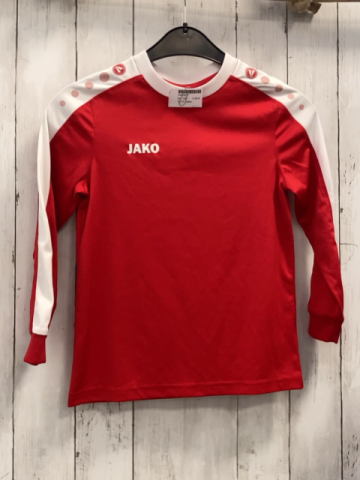 Jako Sportshirt lang  Gr. 128  rot weißer Bund + Streifen am Ärmel 
