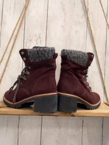   Boots  Gr. 36  weinrot grauer Strickbund 