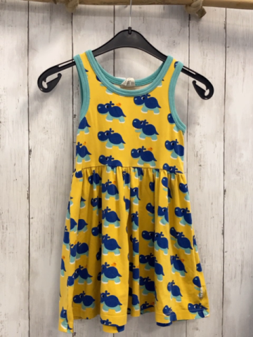  Kleid Gr. 98  gelb blaue Nilpferde hellblauer Bund