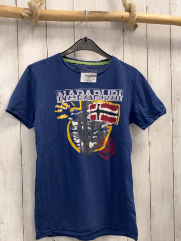 Napapijri  T-Shirt  Gr. 146  blau Flagge Kaktus Schrift 