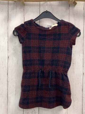 Zara  Kleid  Gr. 98  blau weinrot kariert Struktur 