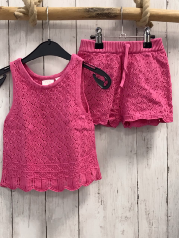 2tlg Zara  Top + Shorts  Gr. 104  pink Strick Wabenmuster 