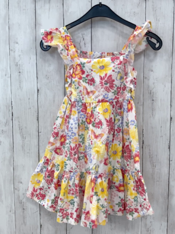  Kleid Gr. 110  weiß bunte Blumen
