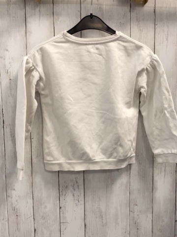 Okaidi  Pullover  Gr. 128  weiß Blumen Schrift 