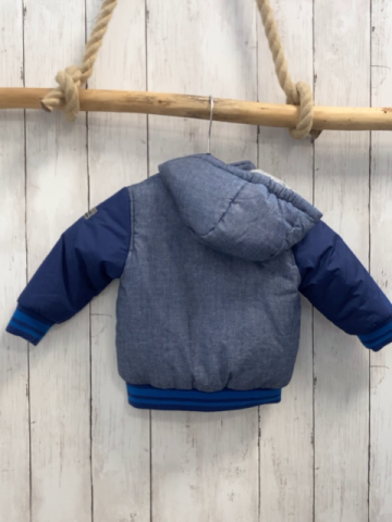 Esprit neu  Winterjacke  Gr. 62  grau blaue Ärmel Streifenbund NP 49,99 € 