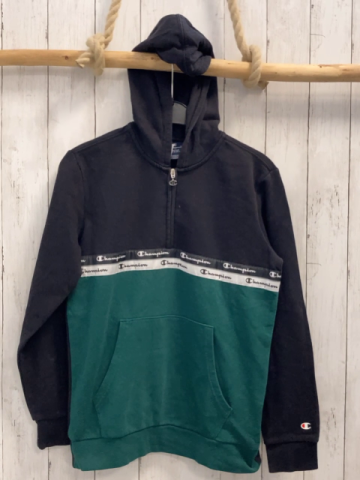 Champion  Pullover  Gr. 152  schwarz grün Schrift Kapuze 
