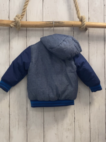 neu Esprit  Winterjacke  Gr. 62  blau grau meliert blaue Ärmel 