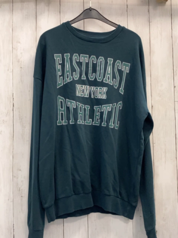 H&M  Pullover  Gr. 170  dunkelgrün Schrift mit weißem Rand 