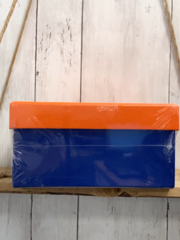 neu  Lernbox  blauer Karton mit orange Deckel + 8 Ternnkarten 