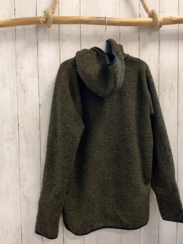   Teddyjacke  Gr. 170/176  oliv schwarze Streifen Kapuze schwarzer Bund orange Reißverschlüsse 