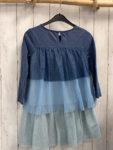 Mini Boden  Kleid  Gr. 122  blau + blau hellblau mint Tüllrüschen 