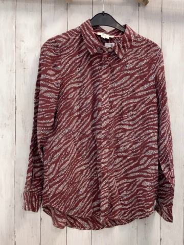 Boden  Bluse  Gr. 158/164  rotbraun + creme mit schwarzen Punkten 