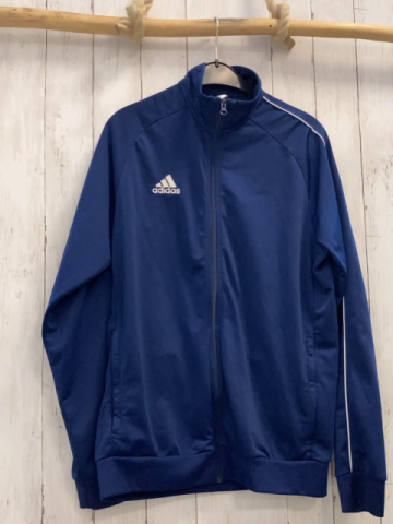Adidas  Joggingjacke Gr. L blau weiße Schrift + Label 