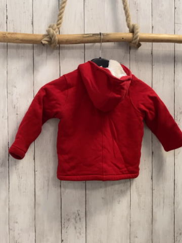 Petit Bateau  Sweatjacke  Gr. 86  rot Kapuze weißes Teddyfutter Knebelknöpfe 