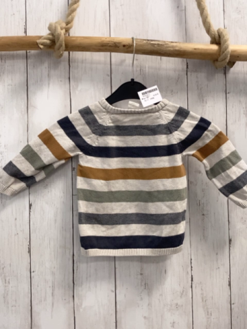 HM& Pullover  Gr. 80  weiß grau dunkelgrau kiwi ocker Streifen Strick