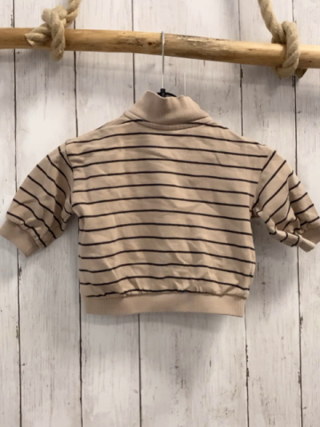 HM& Pullover  Gr. 74  beige dunkelgraue Streifen Reißverschluss 