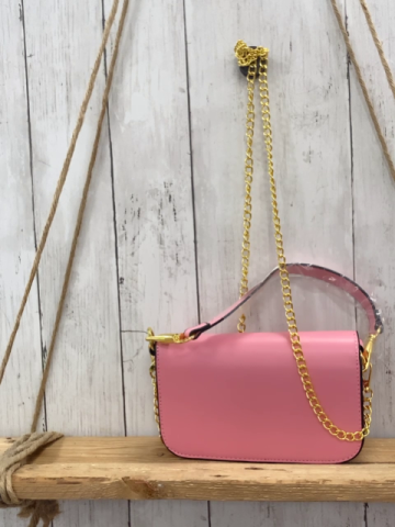 neu  Tasche  rosa schwarzer Bund goldene Ketten 