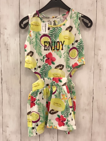 Miss ebito  Playsuit  Gr. 116  weiß Früchte Blätter 