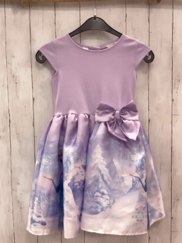 H&M  Kleid  Gr. 122/128  lavendel hellblau Elsa Kristalle große Schleife Unterrock 